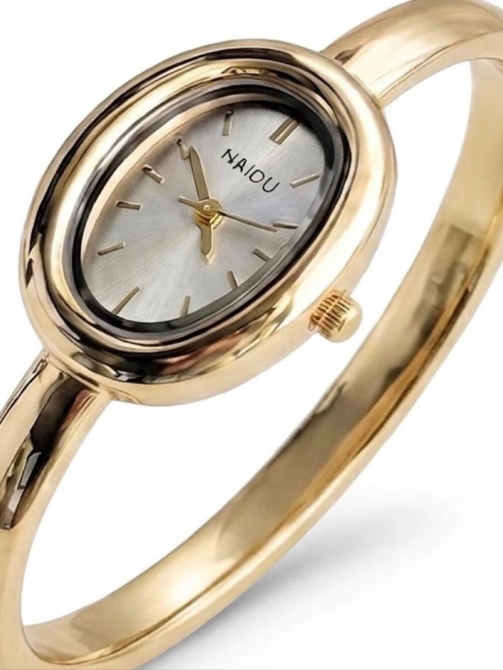 DESTANICO Women's Gold Bangle Watch Silver Dial Minimalist Quartz NEW